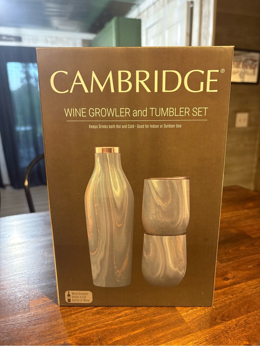 Marble Gray Wine Growler and Tumbler Set